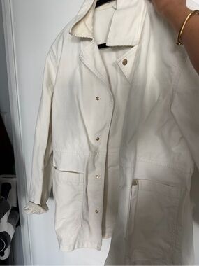 Aritzia Cream Utility Jacket with Patch Pockets
